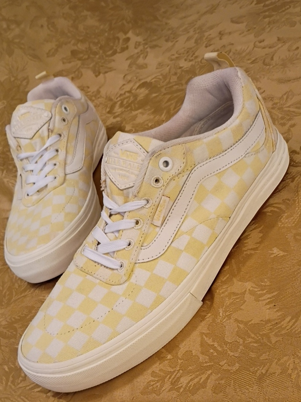 VANS Old Skool Checkerboard Low-Top Yellow and White Men's 8.0 Women's 9.5